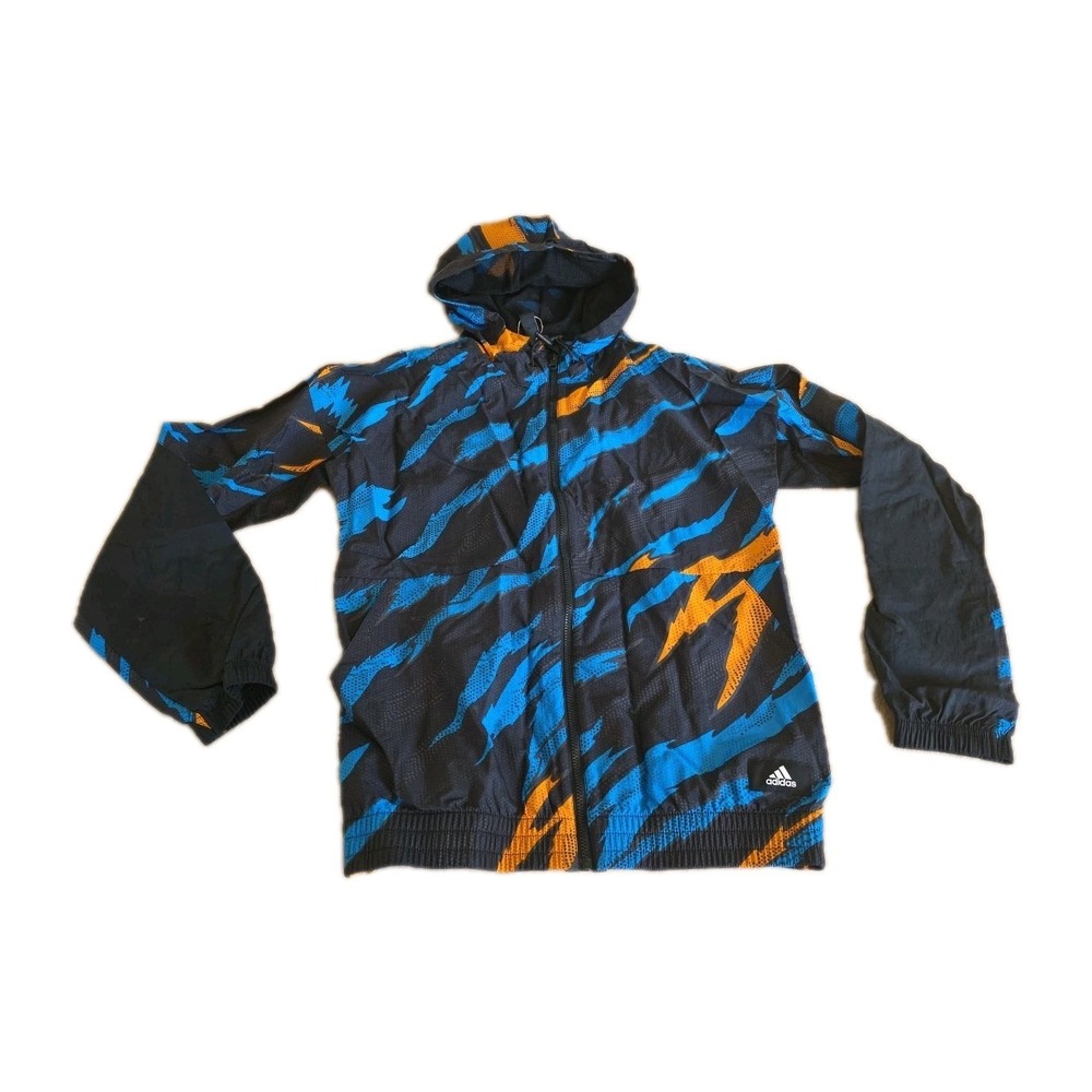 Adidas Men's TRVL Tiger Camo Windbreaker Black Blue Orange Small